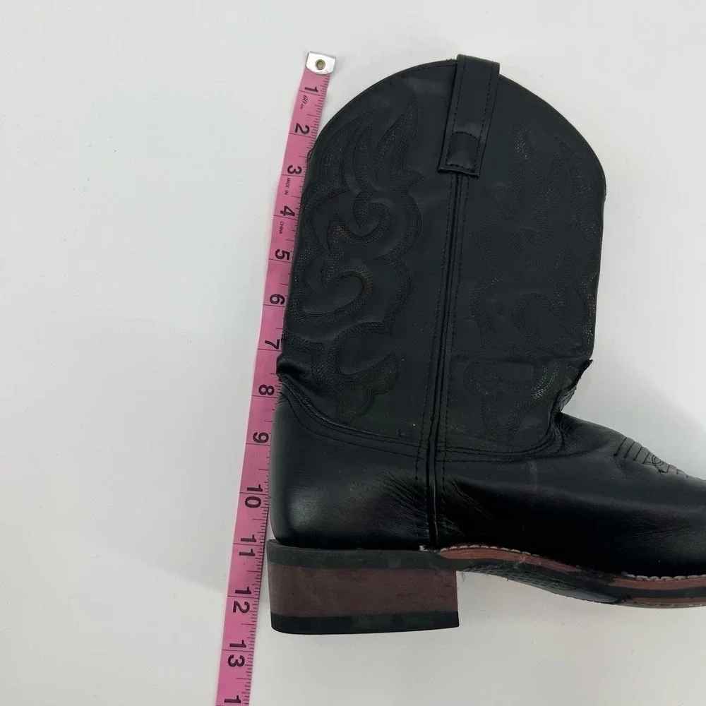 Laredo men's black leather western cowboy boots square toe southern size 7.5